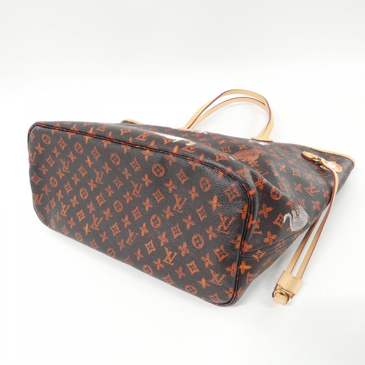 LOUIS VUITTON Neverfull M44441 Bag Lambskin 棕色 羊皮 - 縮圖 3