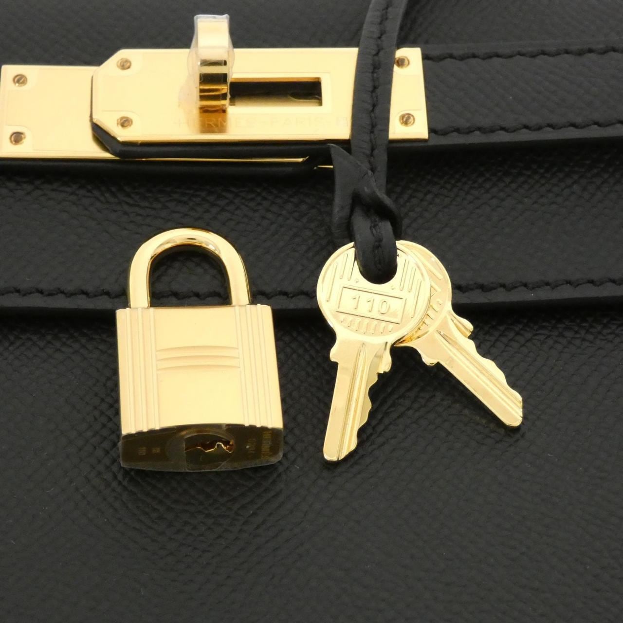 HERMES HERMÈS Kelly 042319CC Bag Epsom Black Epsom Leather - Thumbnail 4