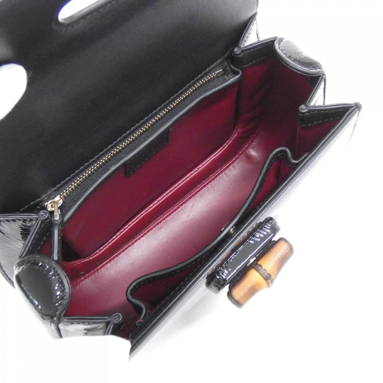 GUCCI Bamboo 675797 AADHF Bag Patent Leather 黑色 漆皮 - 縮圖 8