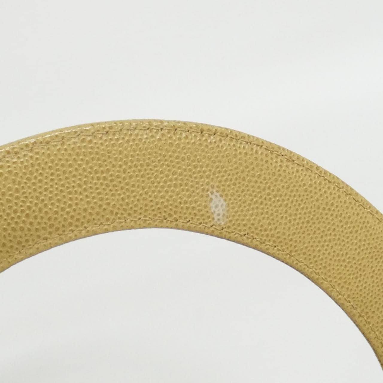 CHANEL Handbag Grained Calfskin 米色 荔枝紋牛皮 中古品B - 縮圖 8