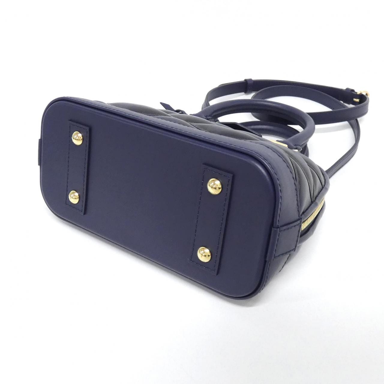 LOUIS VUITTON Alma M23666 Bag Lambskin 深藍色 羊皮 中古品A - 縮圖 3