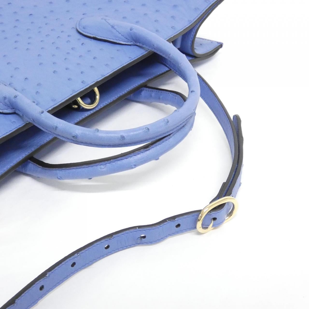 GUCCI 674850 Bag Ostrich 藍色 鴕鳥皮 中古品A - 縮圖 3