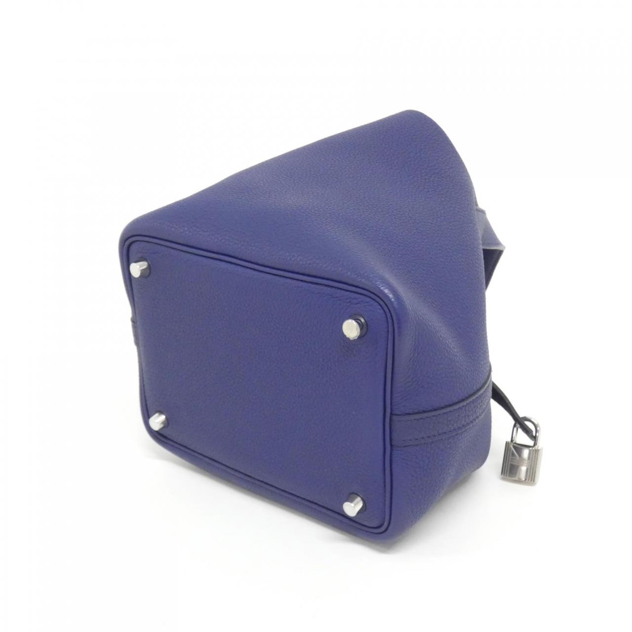 HERMES HERMÈS Picotin 056289CK Bag Clemence Blue Clemence Leather - Thumbnail 2