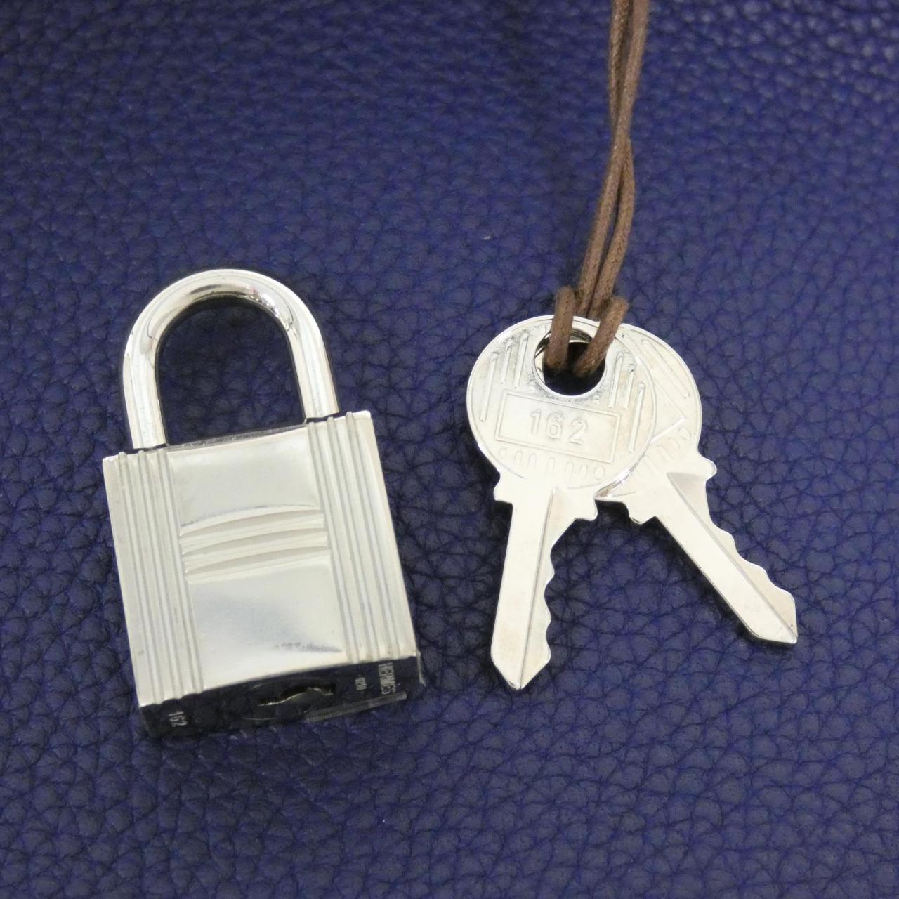 HERMES HERMÈS Picotin 056289CK Bag Clemence Blue Clemence Leather - Thumbnail 4