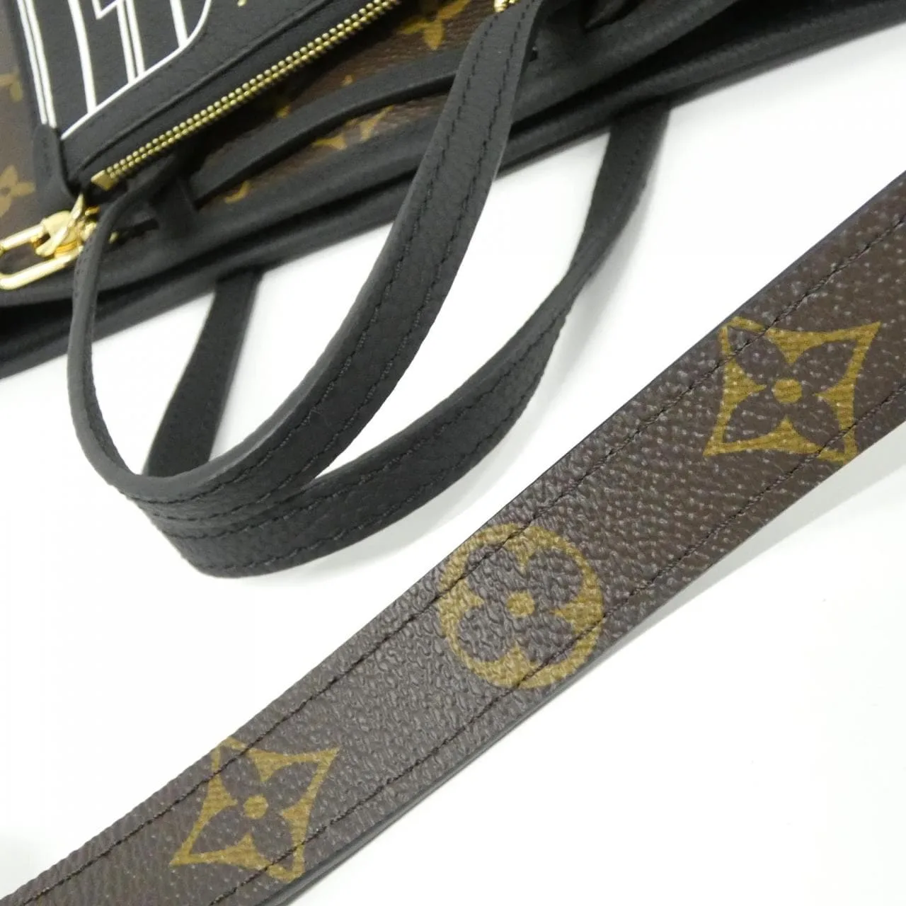 LOUIS VUITTON Neverfull M28347 Tote Monogram 黑色 Monogram 中古品A - 縮圖 4