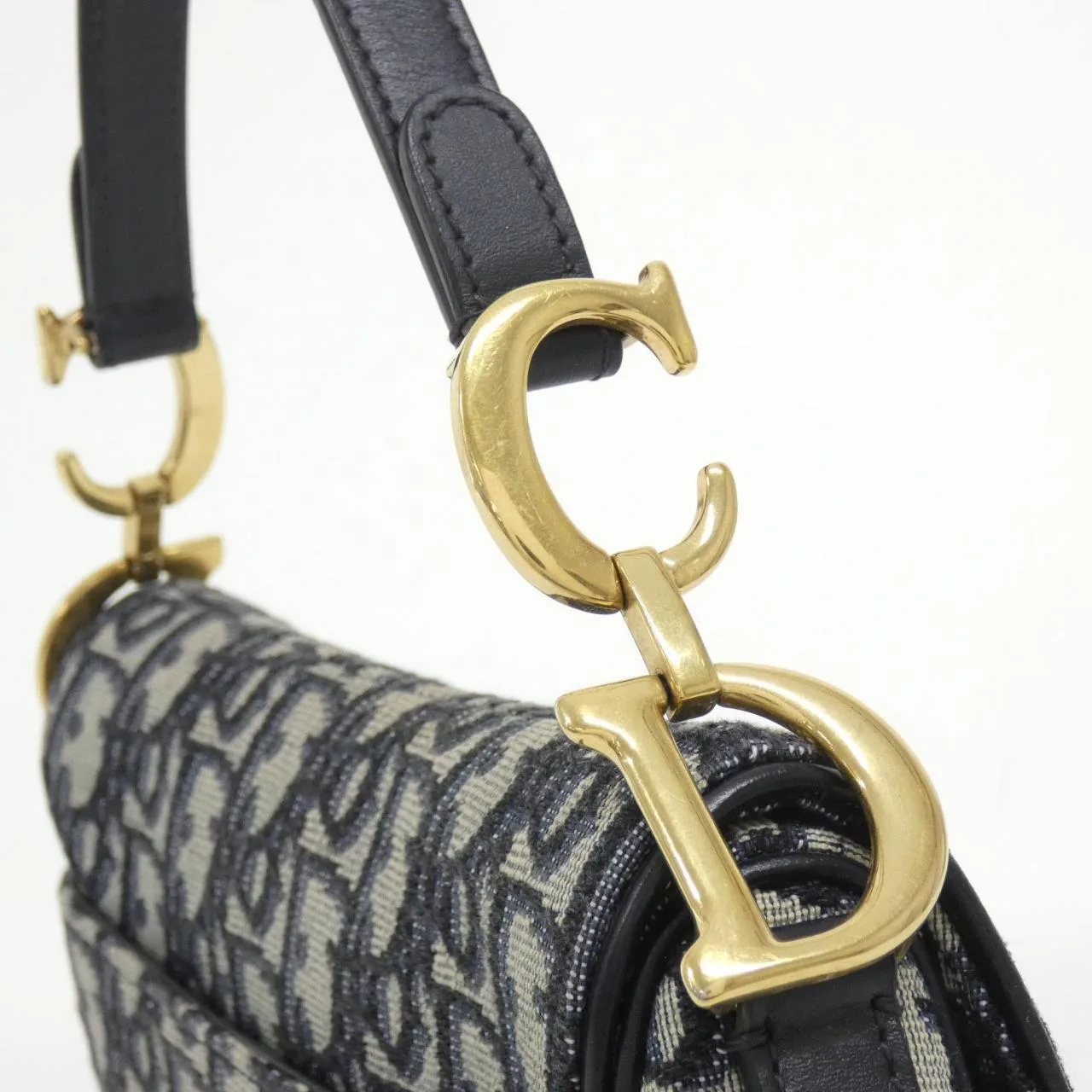 DIOR Saddle M0447CTZQ Handbag Canvas 黑色 帆布 中古品A - 縮圖 6