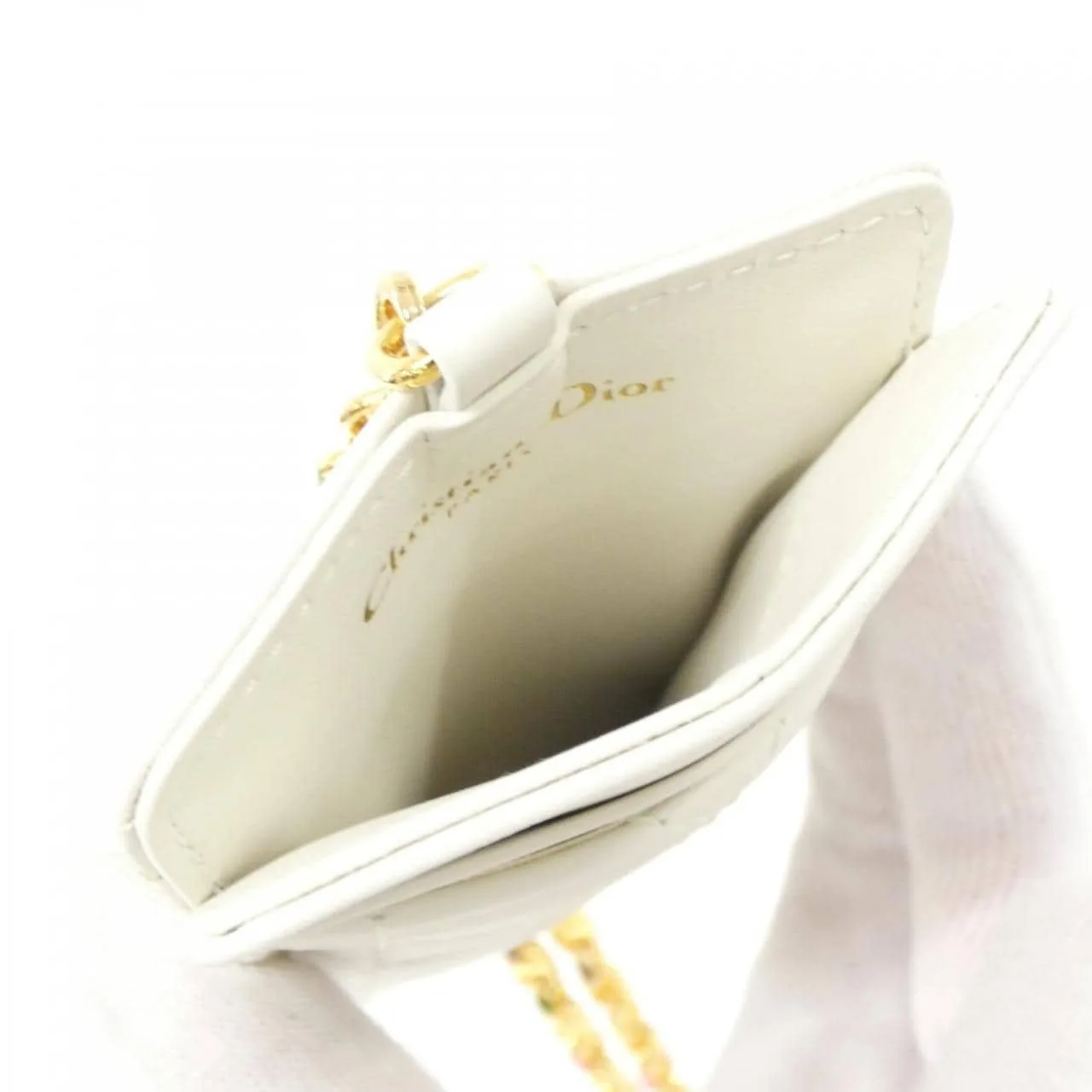 DIOR Caro S5204UDAX Card Case Leather Leather Unused - Thumbnail 5