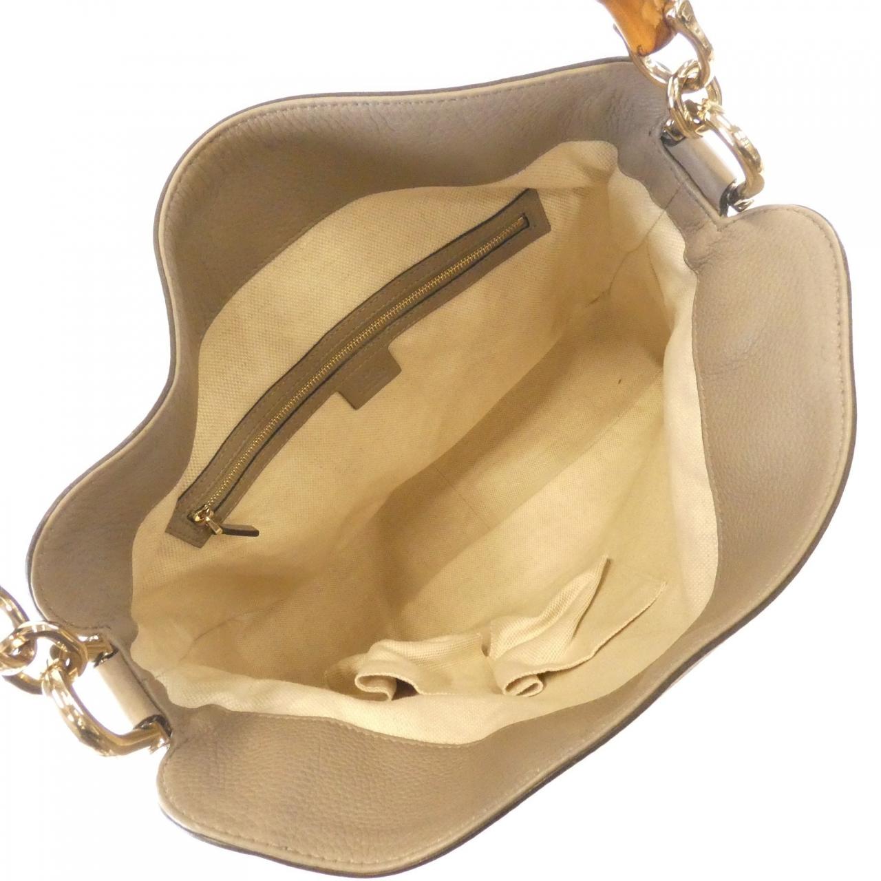 GUCCI Bamboo 282315 FWCGG Shoulder Bag Canvas 黑色 帆布 中古品A - 縮圖 7