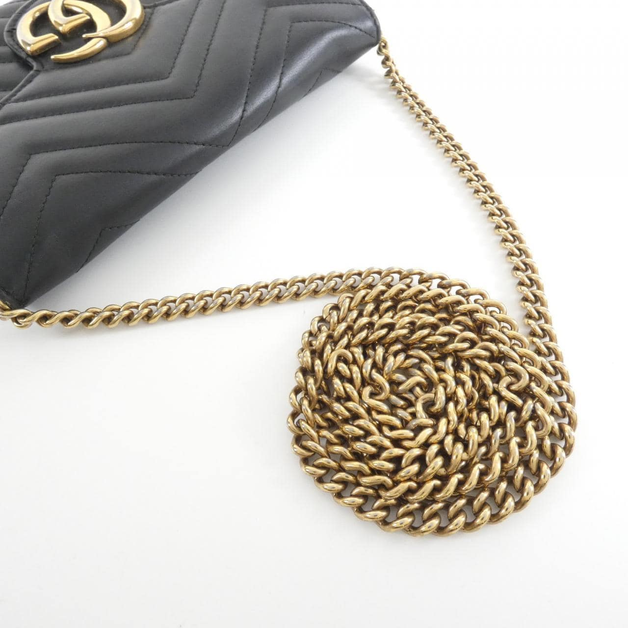 GUCCI Marmont 474575 DTD1T Shoulder Bag Leather 黑色 皮革 中古品B - 縮圖 6