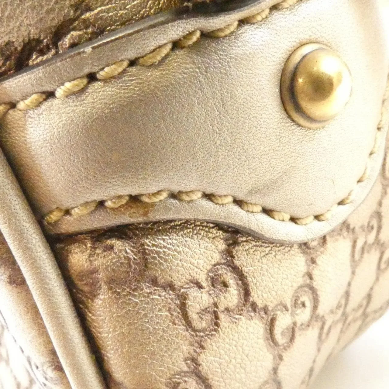 GUCCI 309538 Shoulder Leather 金色 皮革 中古品B - 縮圖 4