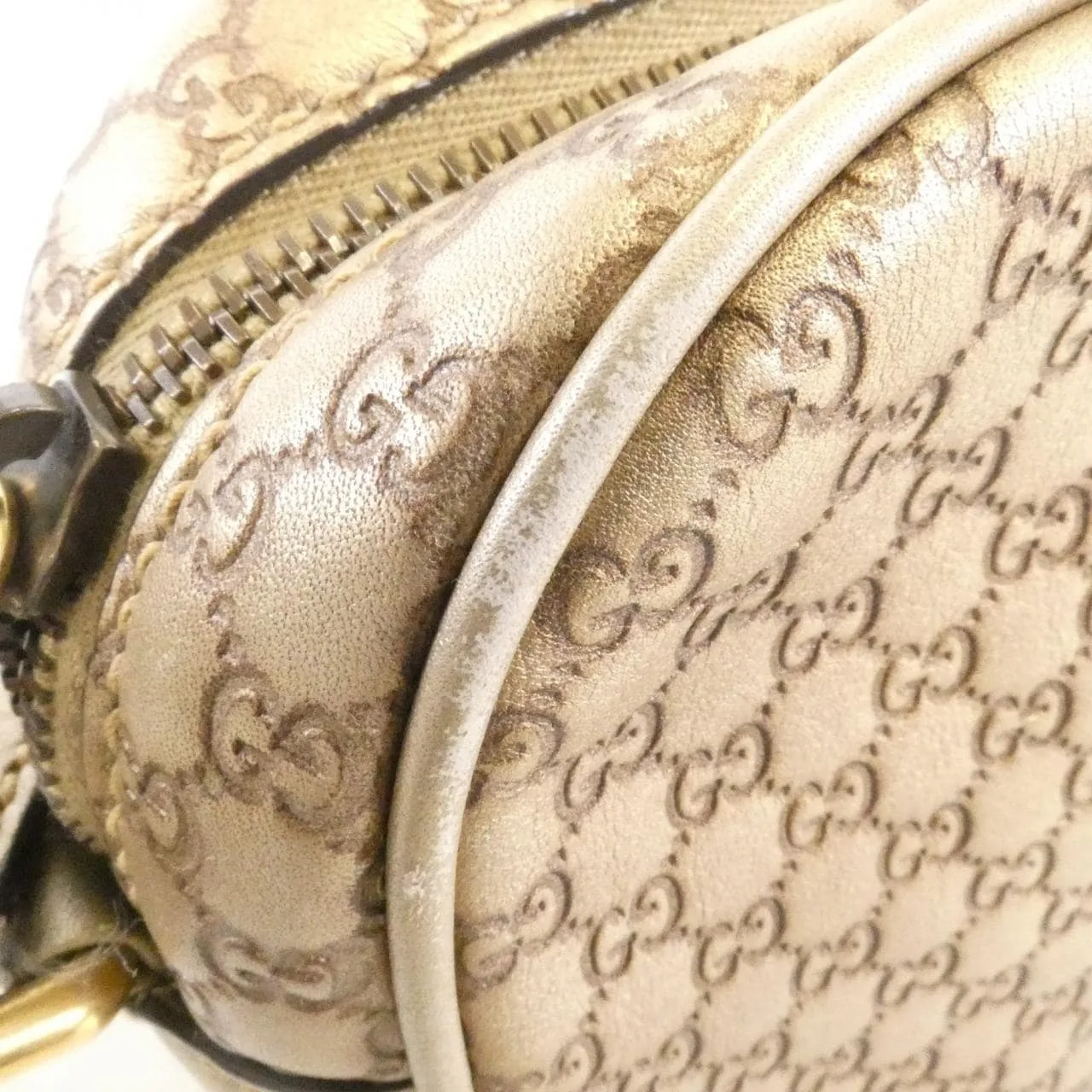 GUCCI 309538 Shoulder Leather 金色 皮革 中古品B - 縮圖 5