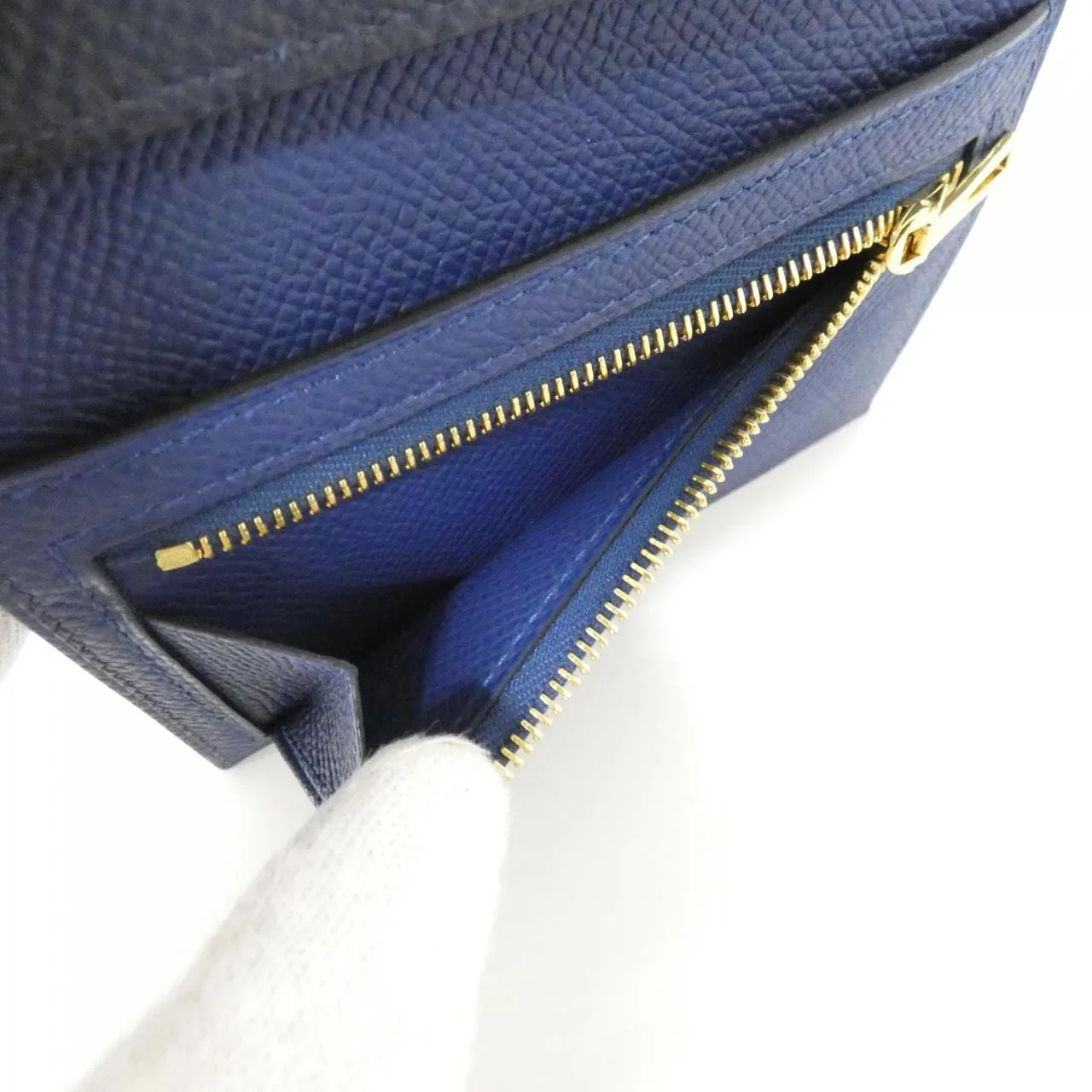 HERMES 082983CC Wallet Epsom 藍色 Epsom 皮 中古品A - 縮圖 5