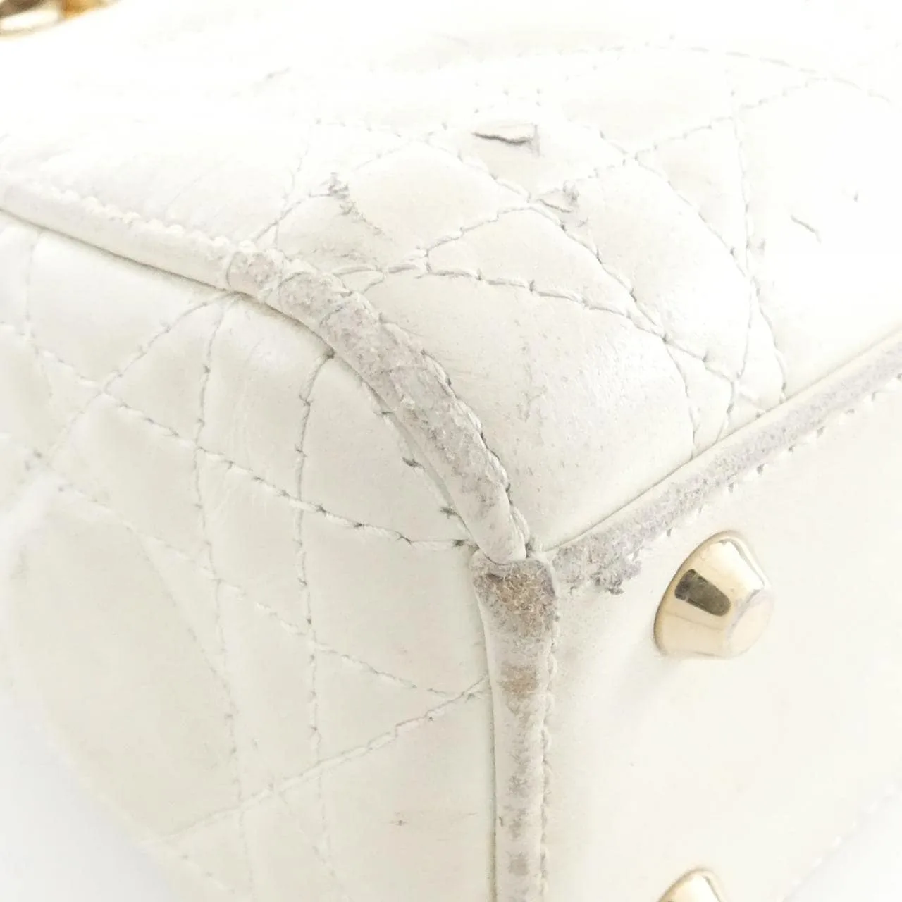 DIOR Lady Dior Handbag Leather White Leather - Thumbnail 4