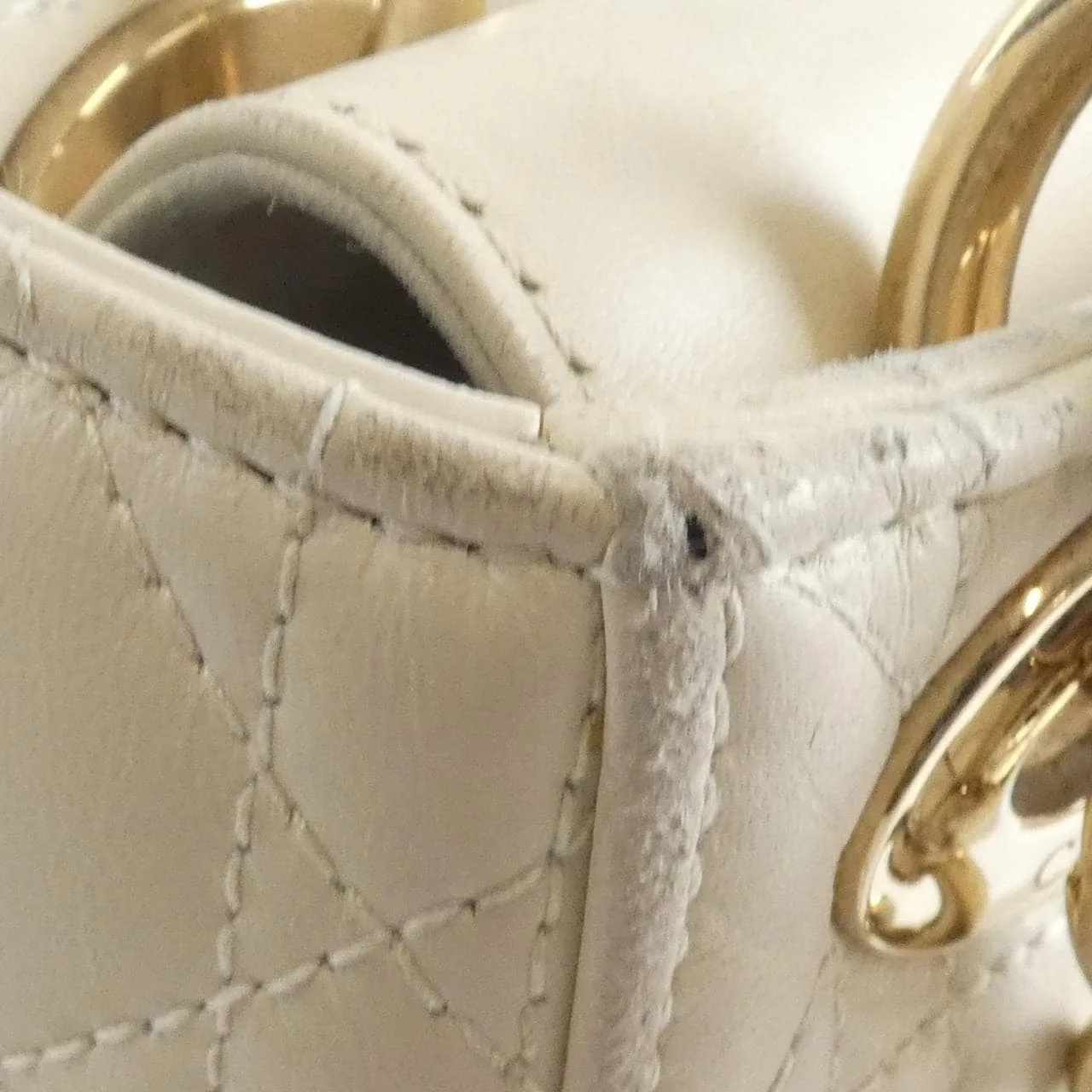 DIOR Lady Dior Handbag Leather White Leather - Thumbnail 5