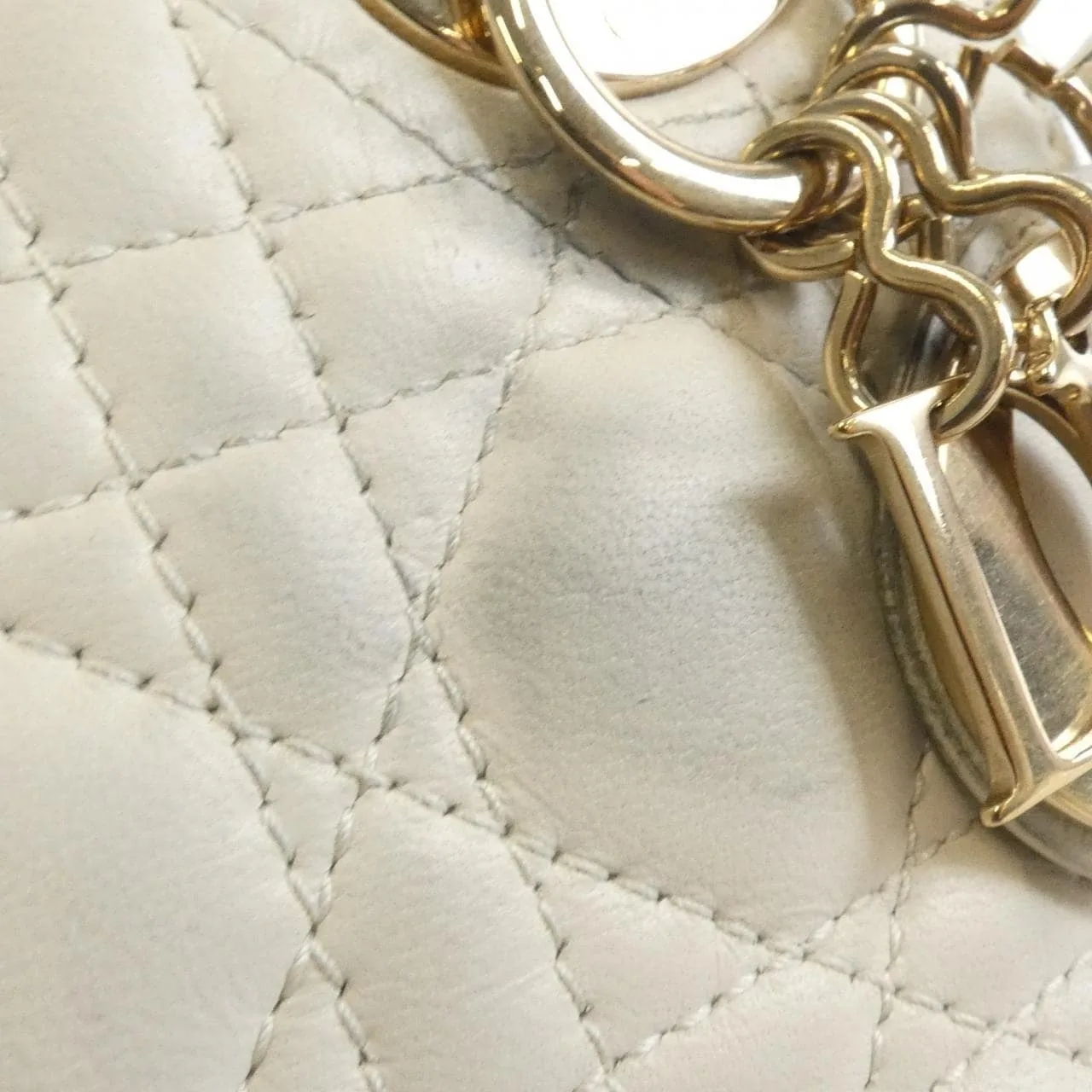 DIOR Lady Dior Handbag Leather White Leather - Thumbnail 6