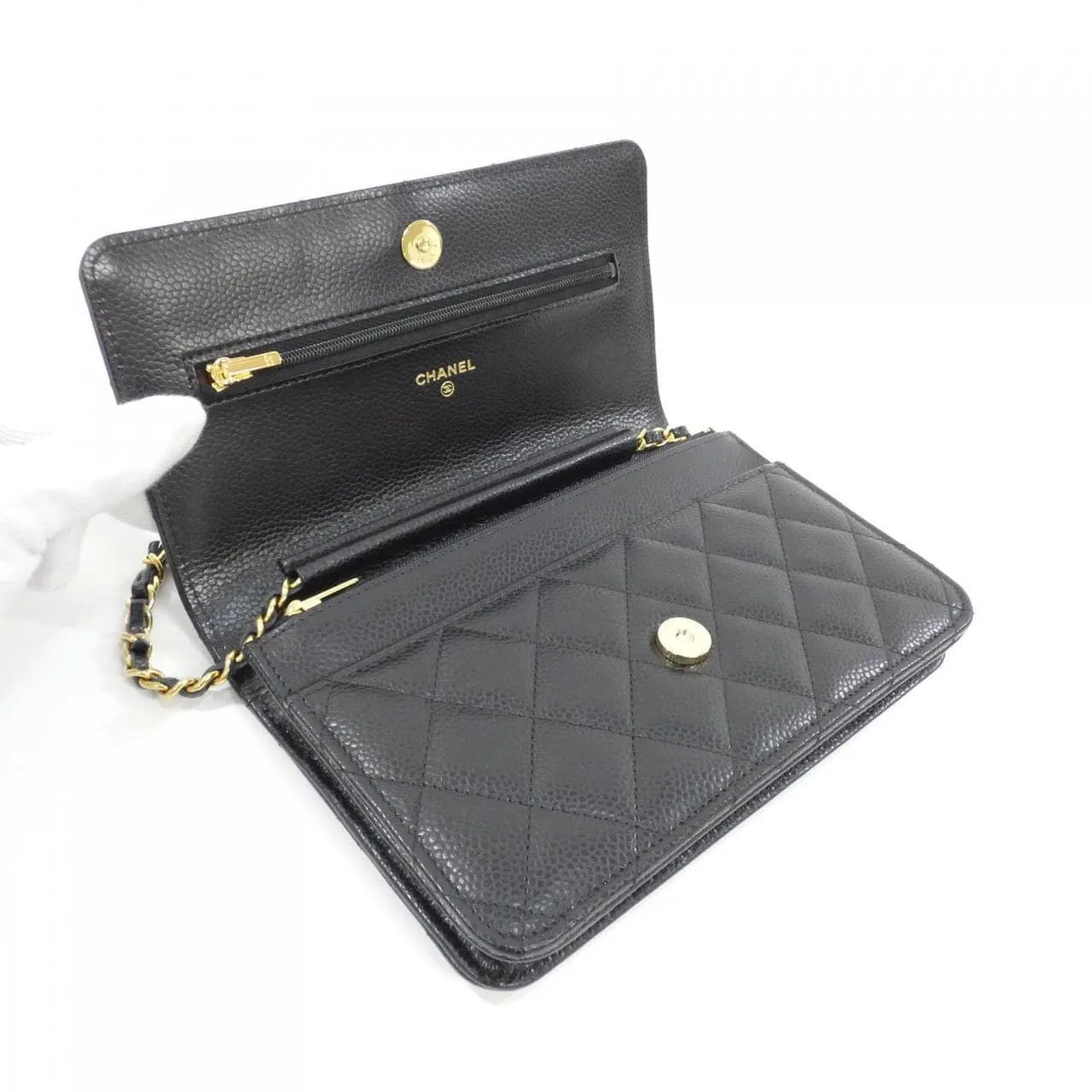 CHANEL Timeless Classic AP0250 Wallet Grained Calfskin 黑色 荔枝紋牛皮 中古品A - 縮圖 6