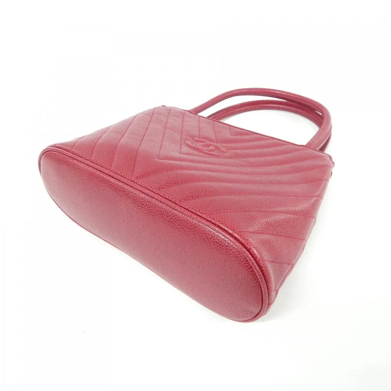 CHANEL Handbag Caviar Leather 紅色 Caviar Leather 中古品A - 縮圖 3