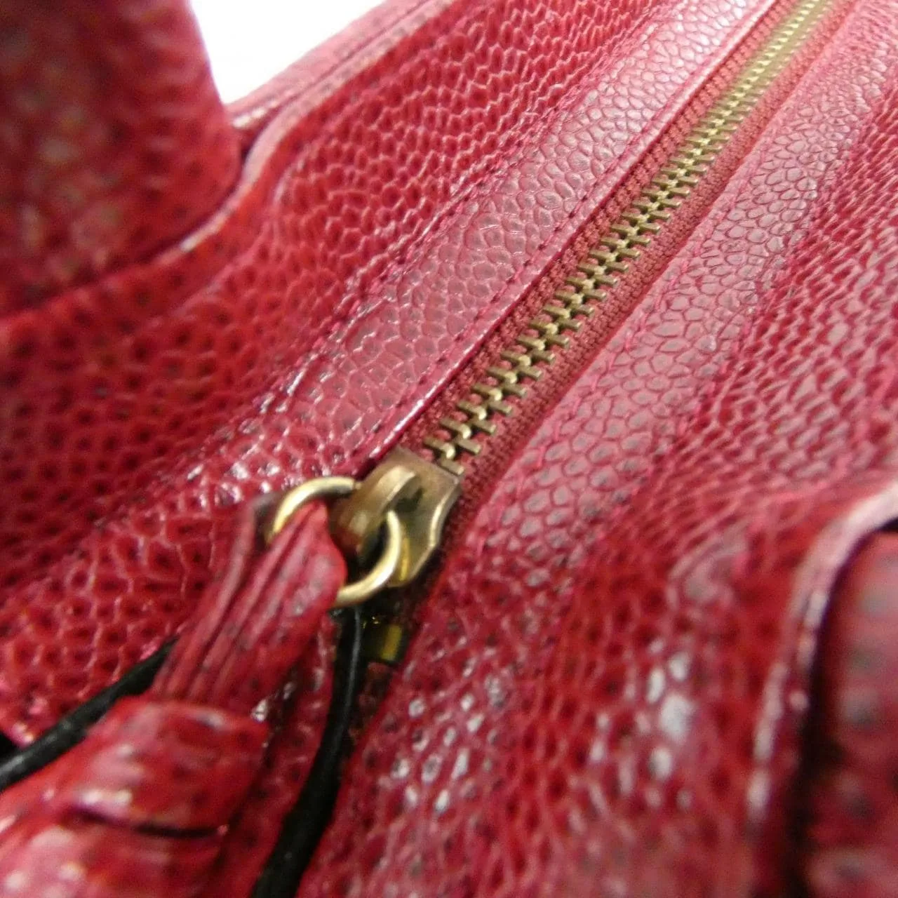 CHANEL Handbag Caviar Leather 紅色 Caviar Leather 中古品A - 縮圖 4