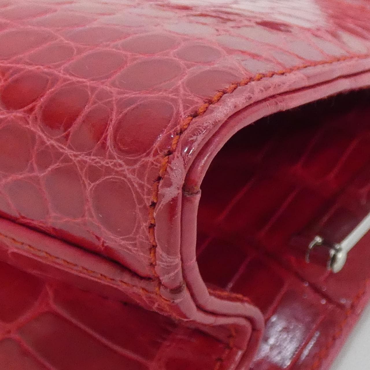 GUCCI 001 3135 Bag Crocodile 紅色 鱷魚皮 中古品A - 縮圖 3