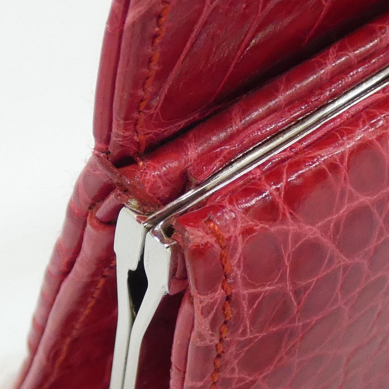 GUCCI 001 3135 Bag Crocodile 紅色 鱷魚皮 中古品A - 縮圖 7