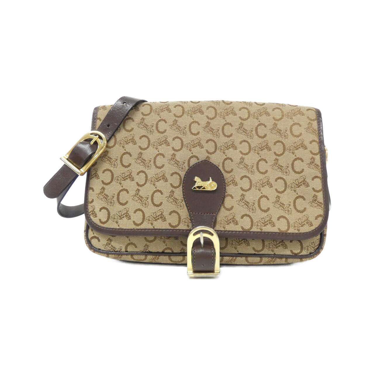 CELINE Shoulder Bag Canvas Beige