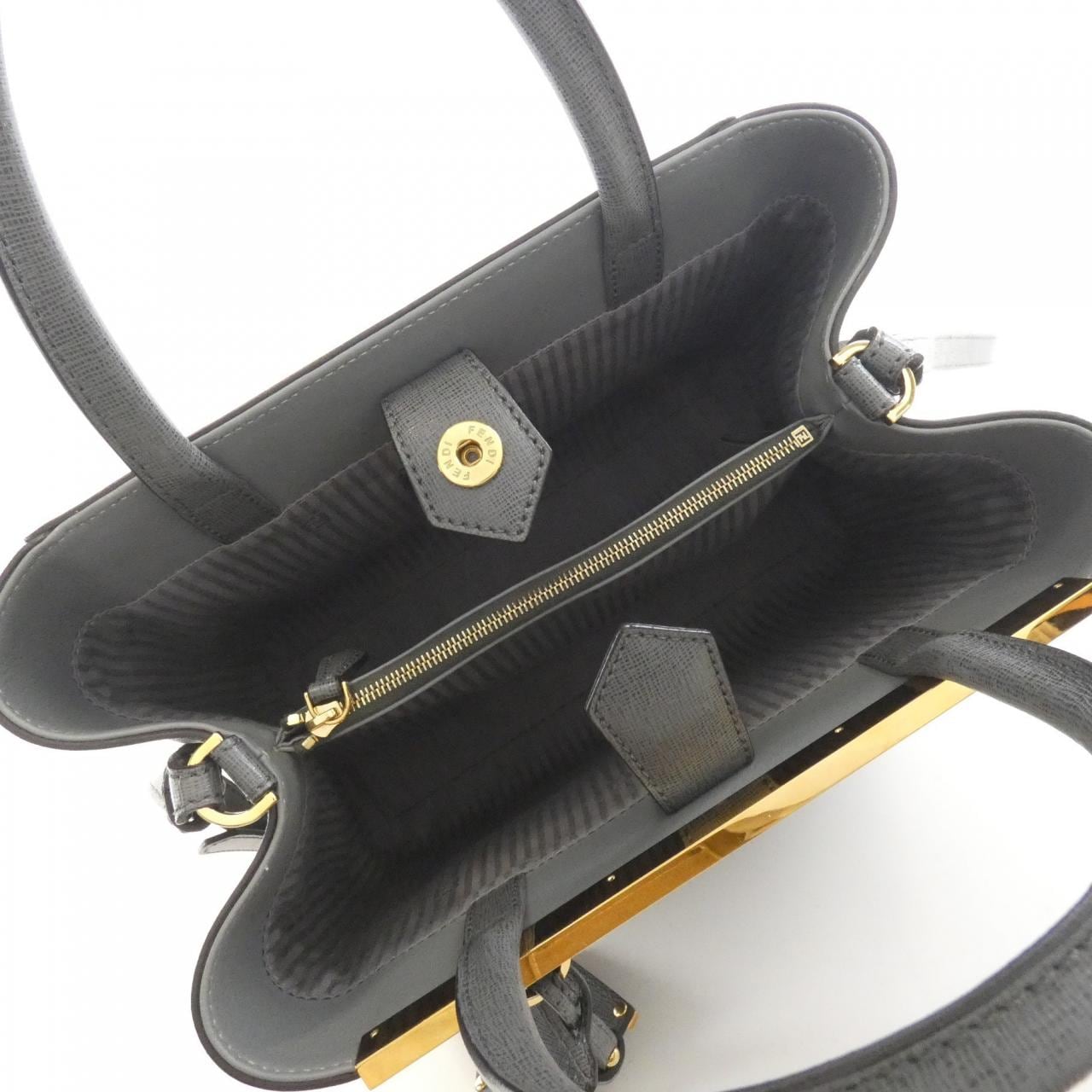 FENDI Sunshine Shopper 8BH253 D7E Handbag Leather 黑色 皮革 中古品A - 縮圖 6