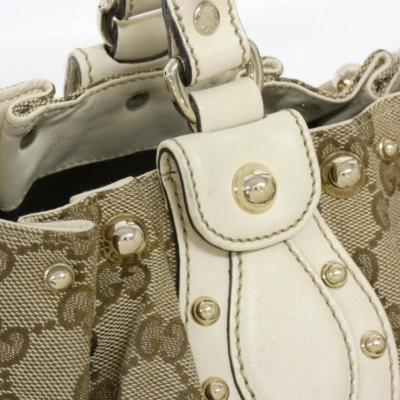 GUCCI 206719 Handbag Canvas 米色 帆布 中古品A - 縮圖 4