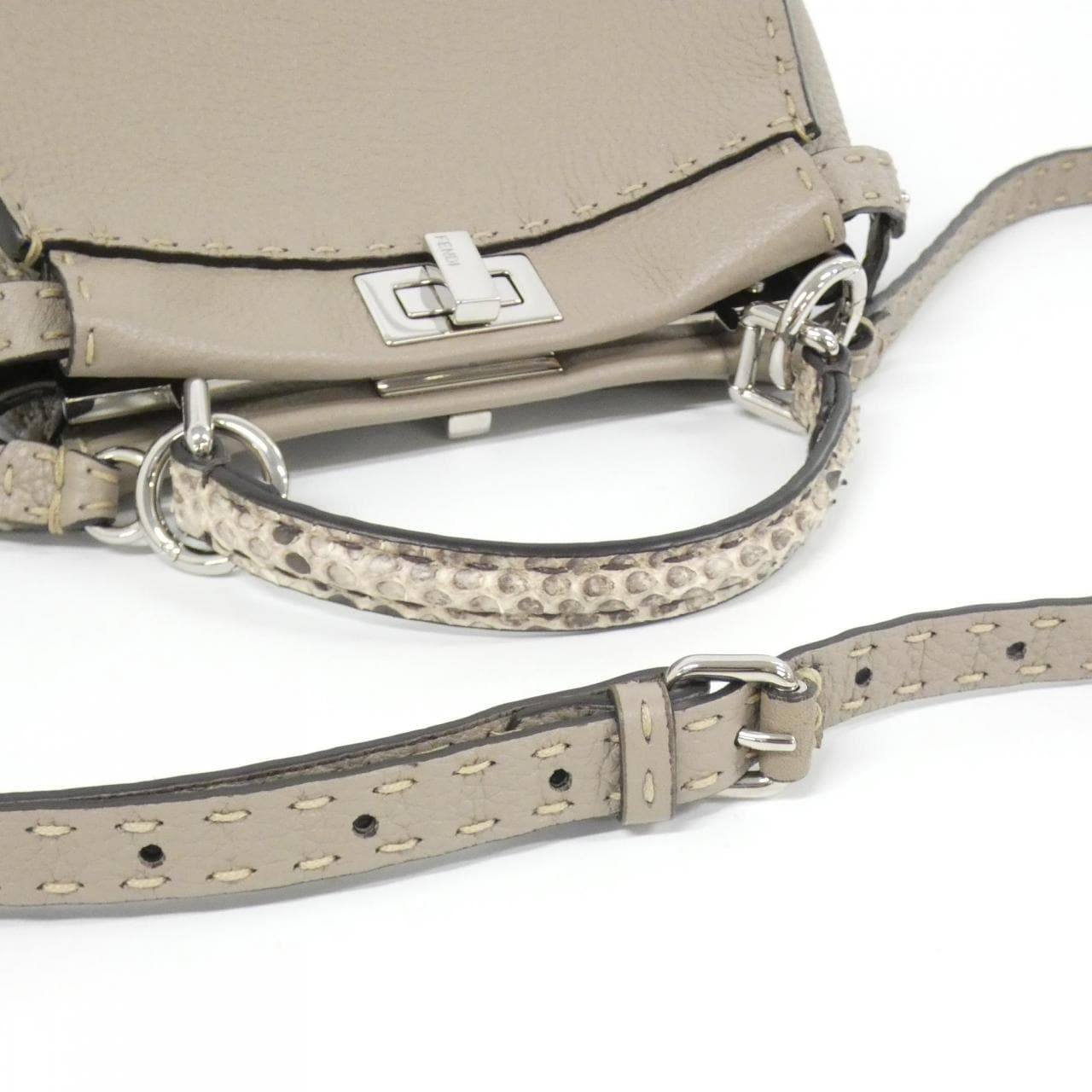 FENDI Peekaboo 8BN244 N8K Bag Python Black Python - Thumbnail 6