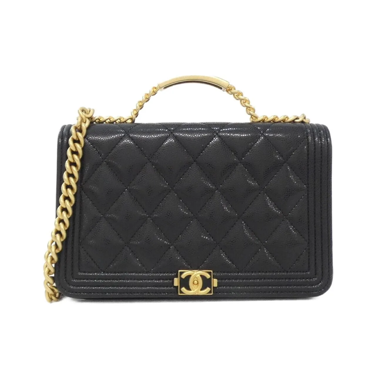 CHANEL Boy Chanel AP3558 Wallet Grained Calfskin Black