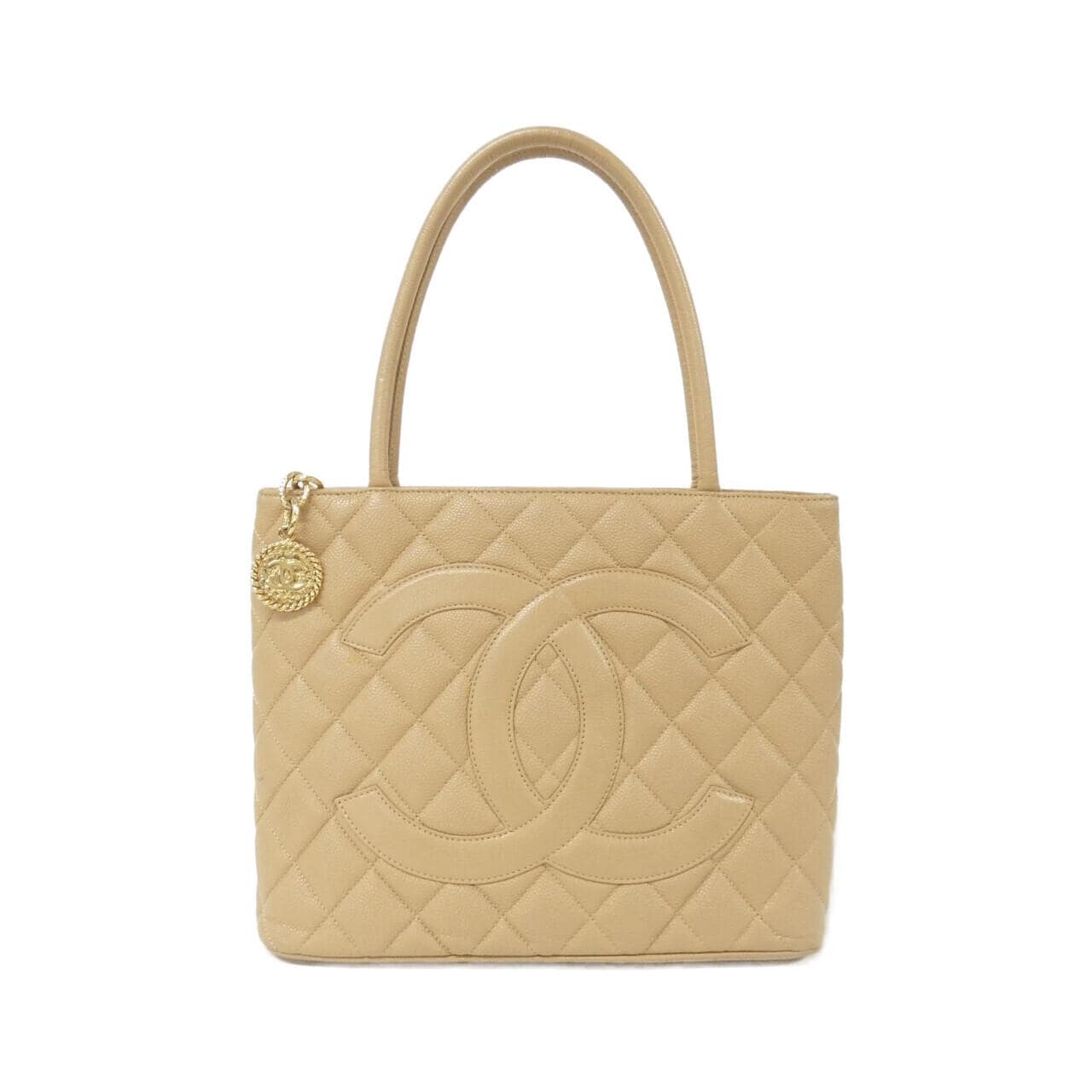 CHANEL Matelasse 1804 Handbag Grained Calfskin Beige