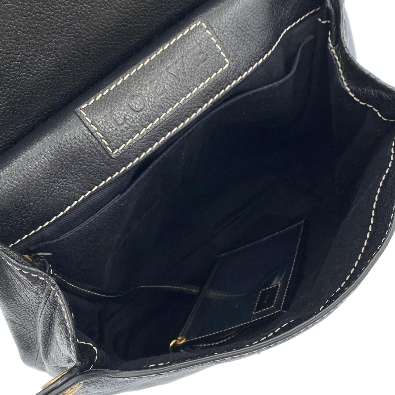 LOEWE Handbag Leather 黑色 皮革 中古品A - 縮圖 9