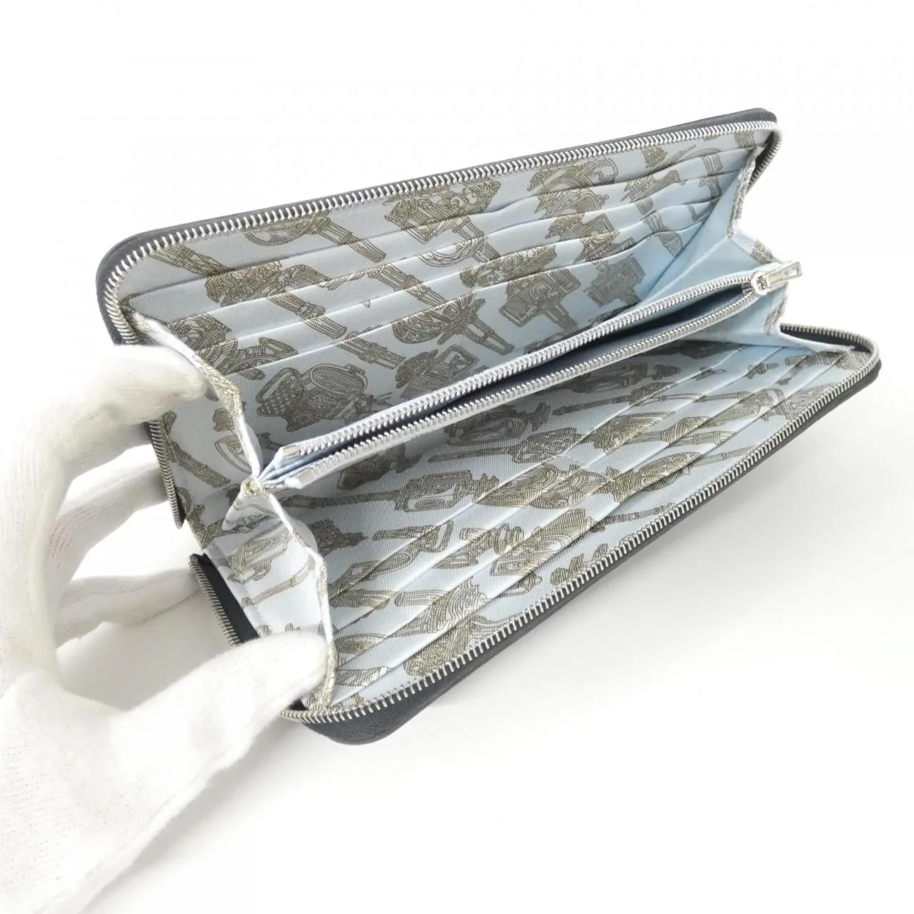 HERMES 086366CK Wallet Blue Rank A - Thumbnail 5