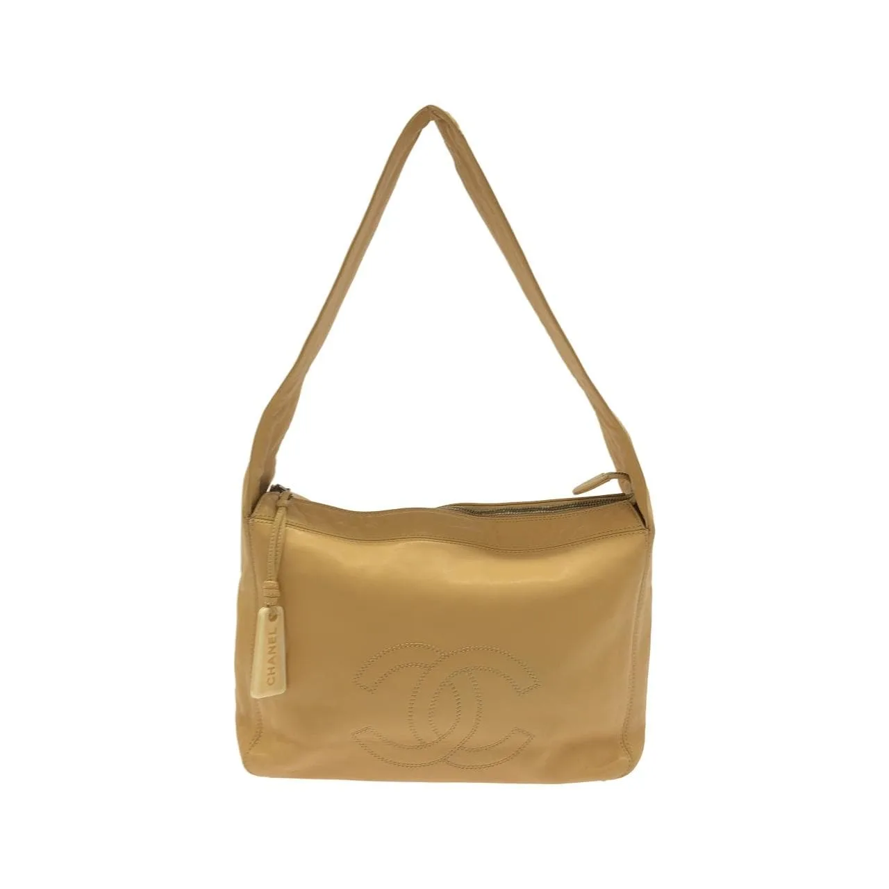 CHANEL Shoulder Lambskin Beige