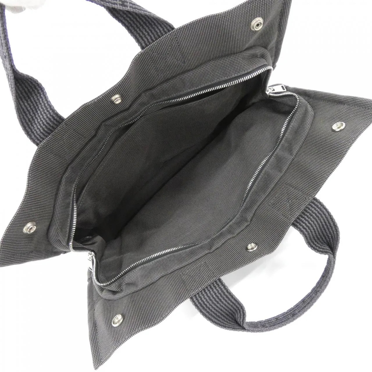 HERMES 100951M Tote Canvas 黑色 帆布 中古品A - 縮圖 8