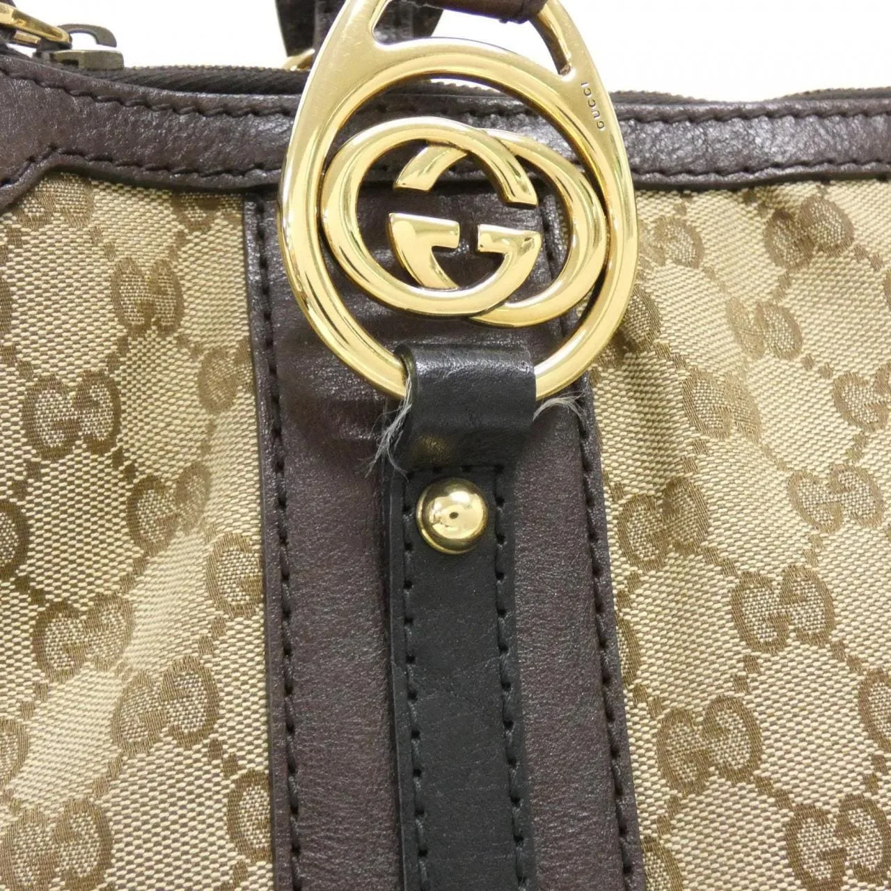 GUCCI 246391 Handbag Canvas 米色 帆布 中古品A - 縮圖 4