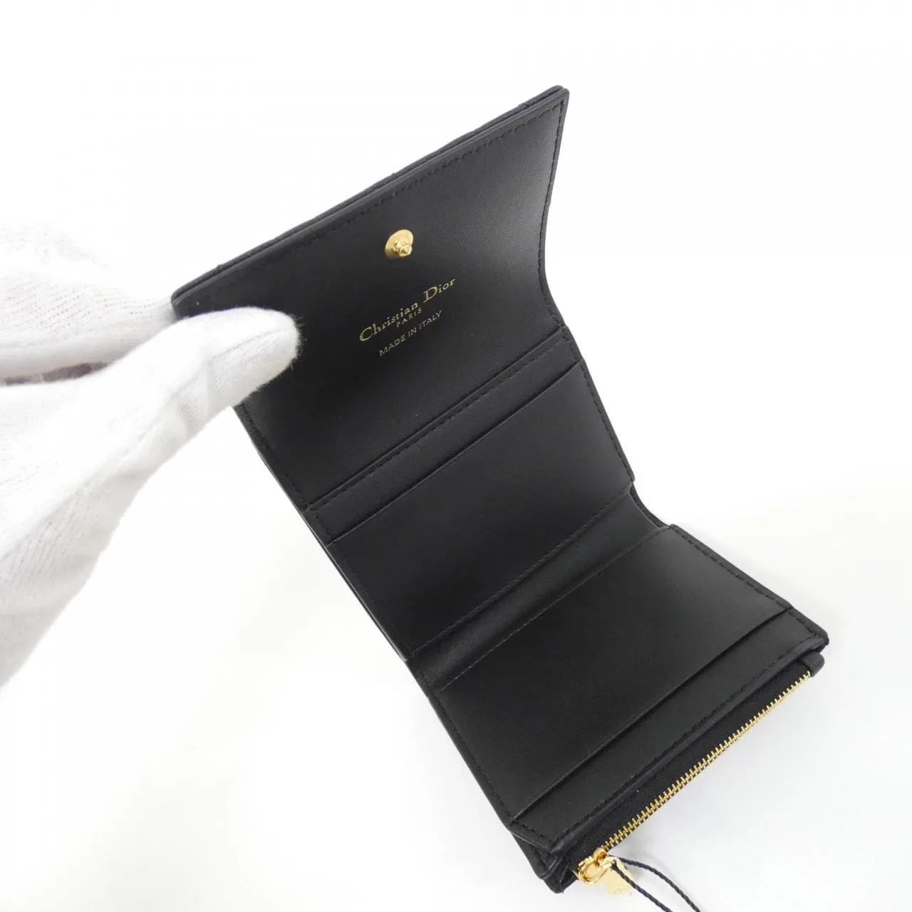 DIOR Caro S5175UWHC Wallet Black Rank A - Thumbnail 4