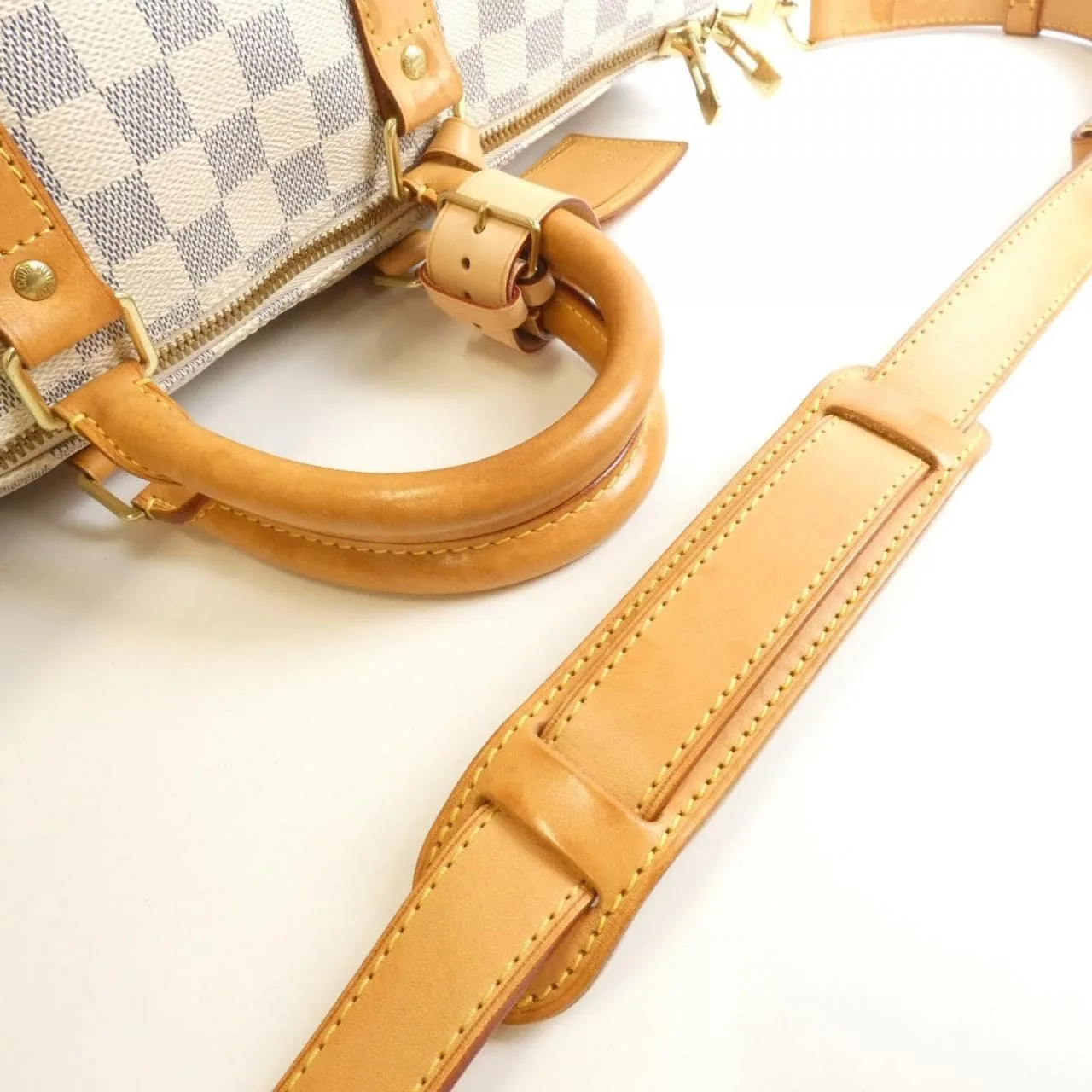 LOUIS VUITTON Keepall N48223 Boston Damier 黑色 Damier 中古品B - 縮圖 7