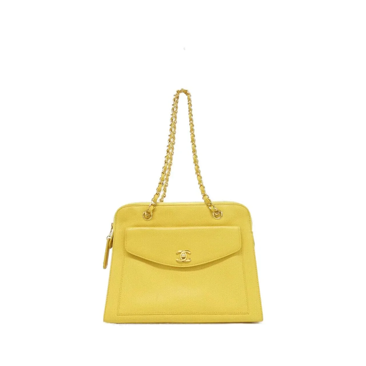 CHANEL 肩背包 荔枝紋牛皮 Yellow