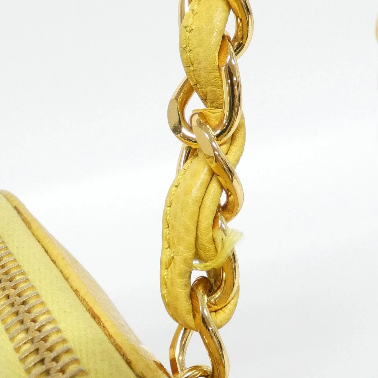 CHANEL Shoulder Grained Calfskin 黃色 荔枝紋牛皮 中古品B - 縮圖 8