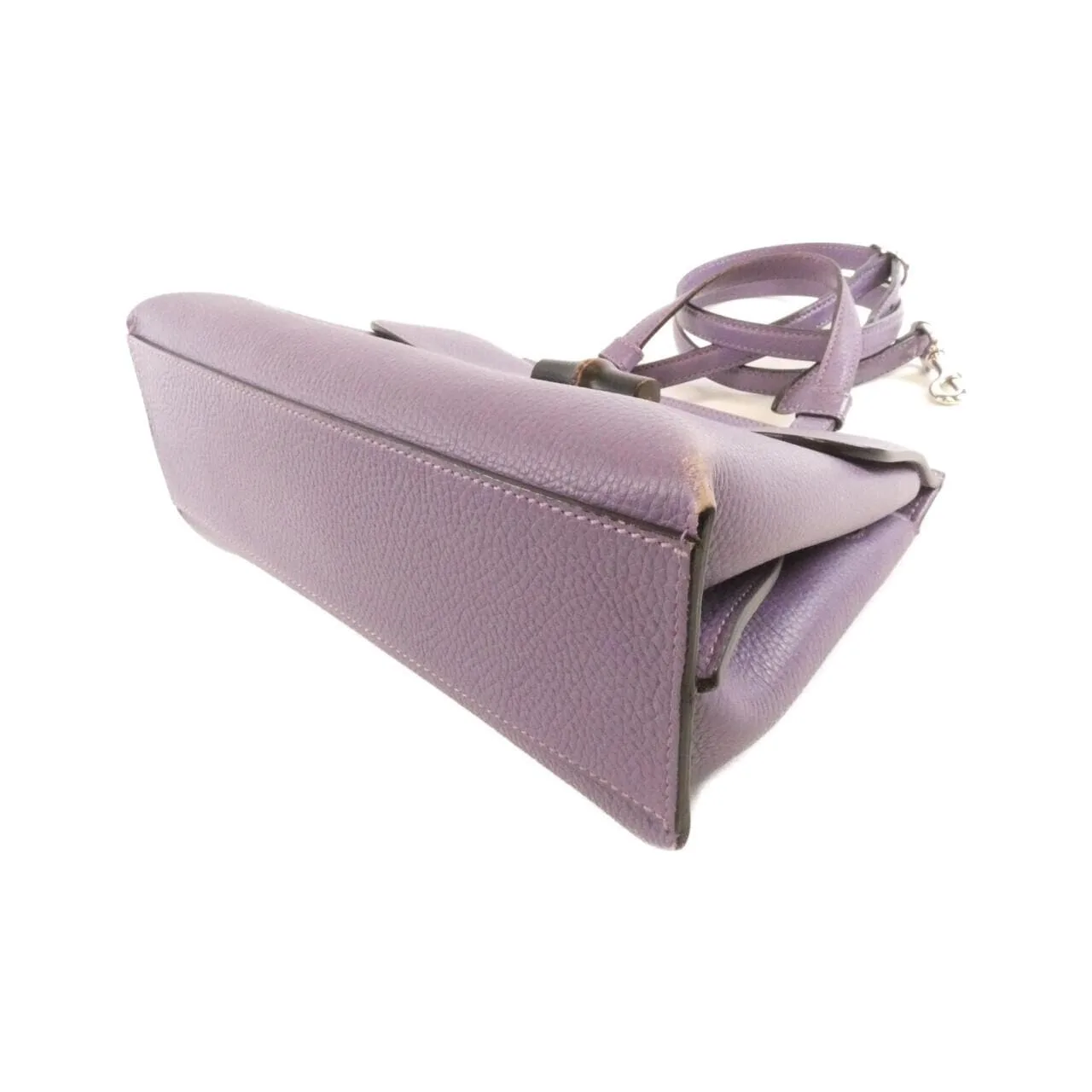 GUCCI Bamboo Daily 370831 Handbag Leather 紫色 皮革 中古品B - 縮圖 3