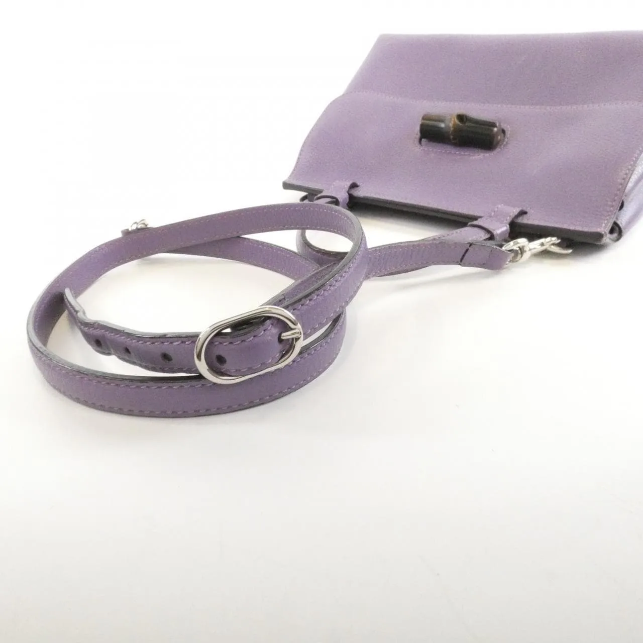 GUCCI Bamboo Daily 370831 Handbag Leather 紫色 皮革 中古品B - 縮圖 7