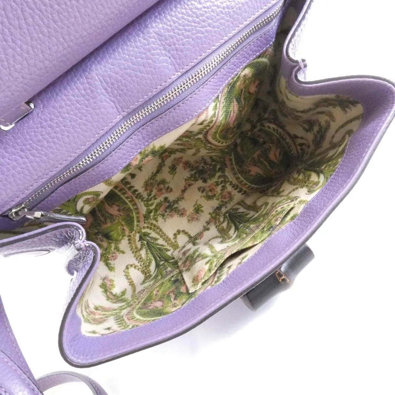 GUCCI Bamboo Daily 370831 Handbag Leather 紫色 皮革 中古品B - 縮圖 8