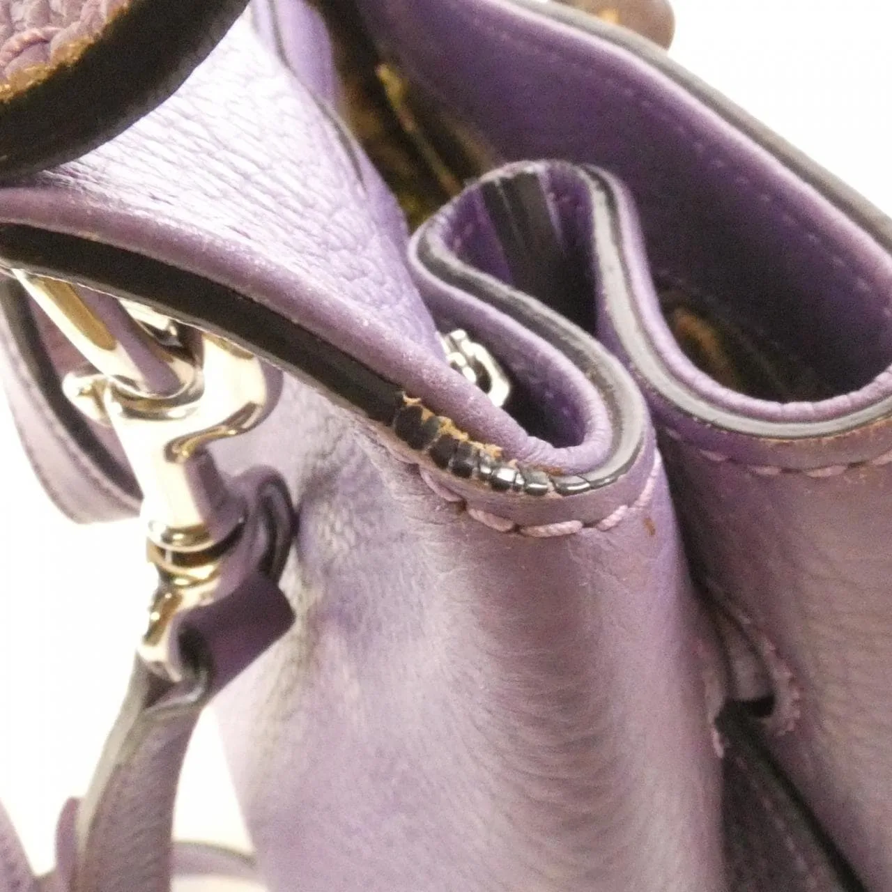 GUCCI Bamboo Daily 370831 Handbag Leather 紫色 皮革 中古品B - 縮圖 9