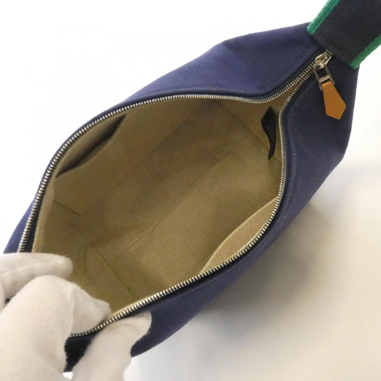 HERMES 103222M Pouch Canvas 黑色 帆布 中古品B - 縮圖 7