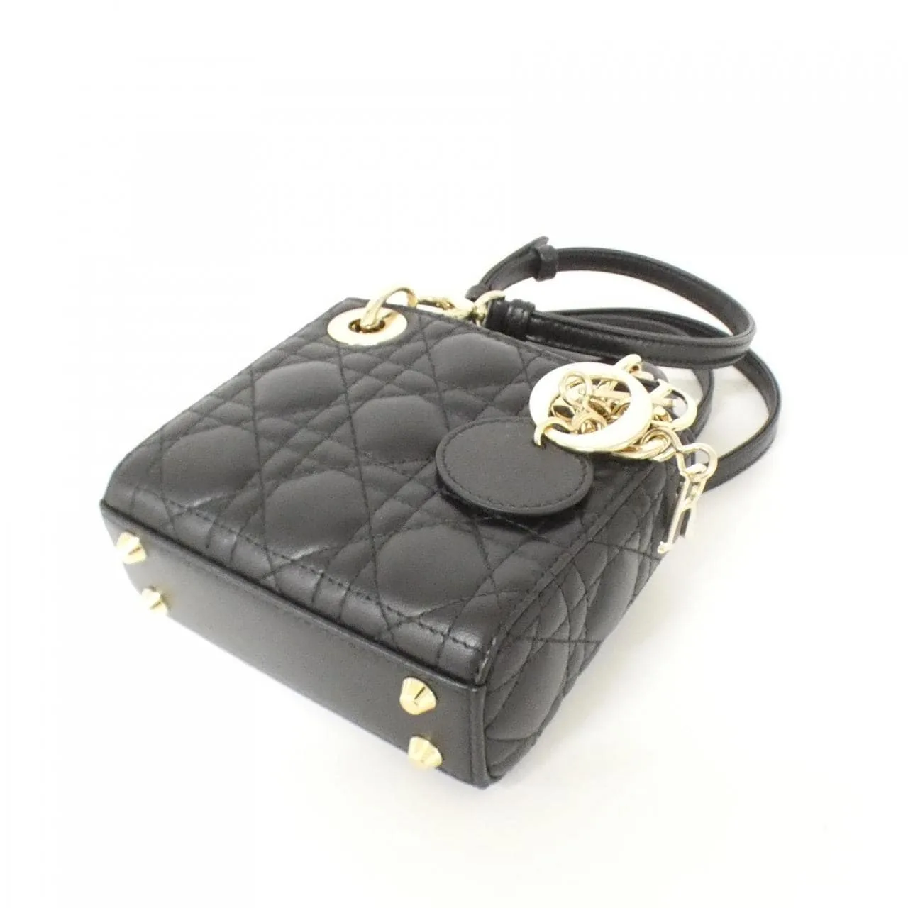 DIOR Lady Dior S0856ONGE Handbag Lambskin 黑色 羊皮 中古品A - 縮圖 3