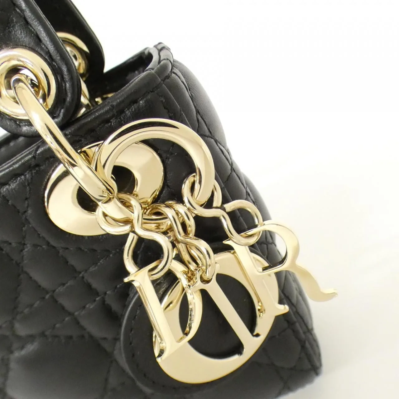 DIOR Lady Dior S0856ONGE Handbag Lambskin 黑色 羊皮 中古品A - 縮圖 4