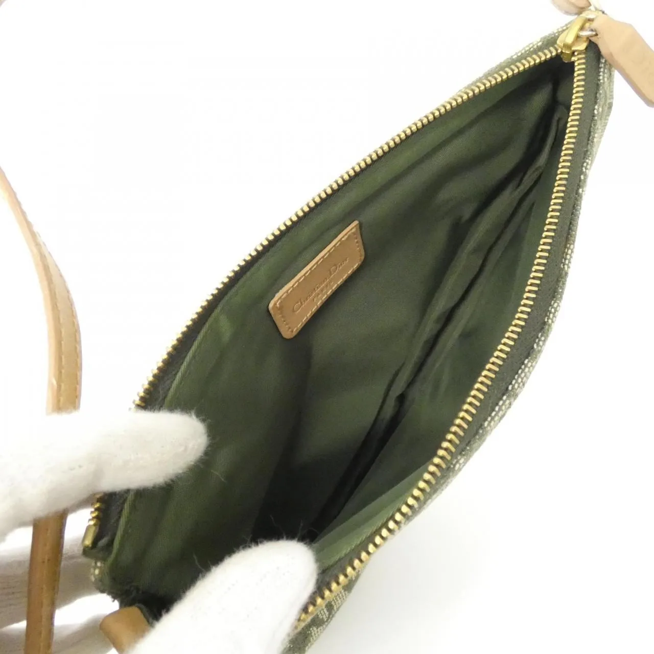 DIOR Handbag Canvas 綠色 帆布 中古品A - 縮圖 9