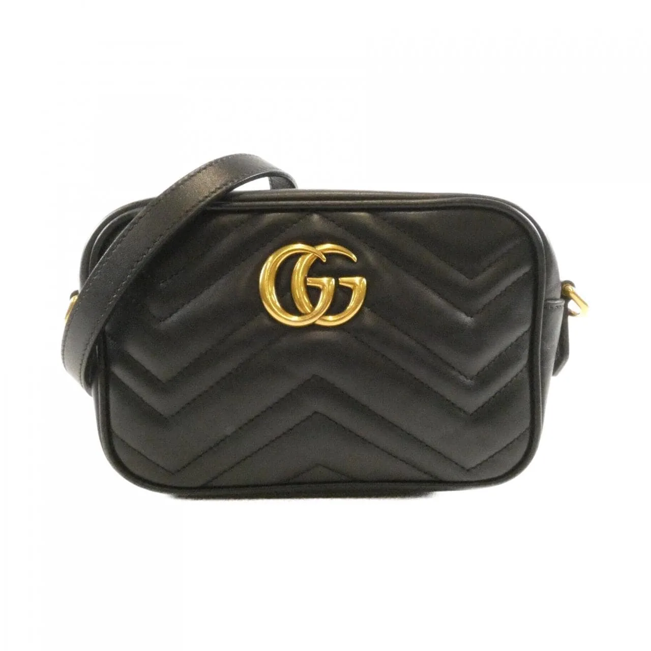GUCCI GG Marmont 448065 DTD1T Shoulder Leather Black