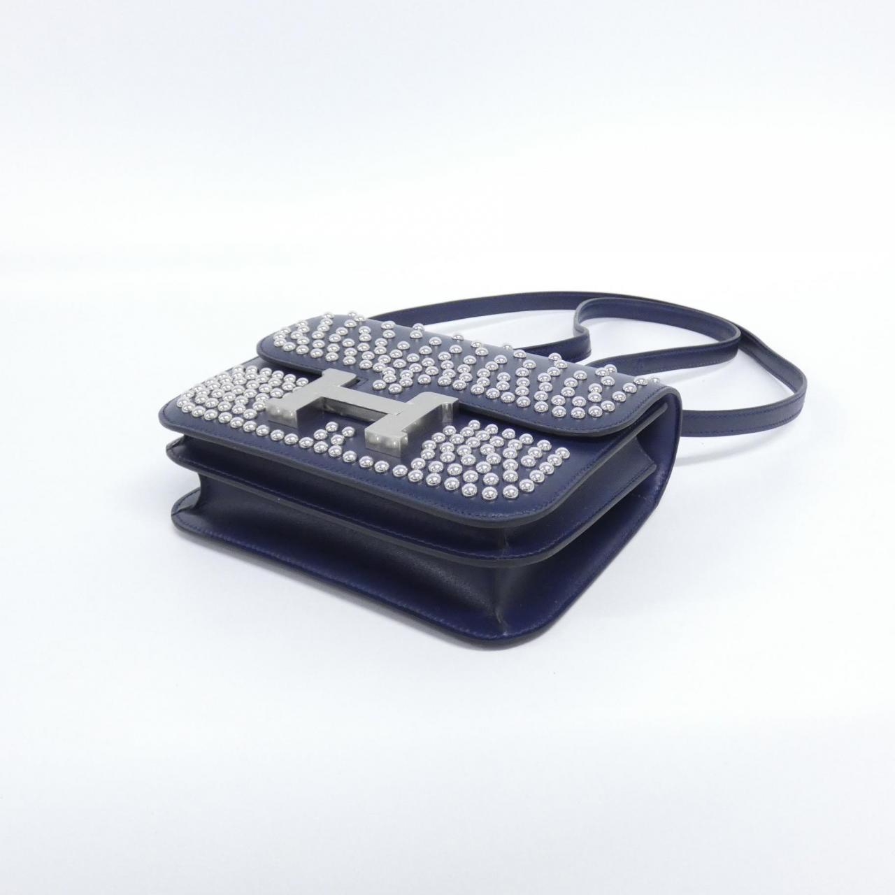 HERMES HERMÈS Constance 084952CK Shoulder Bag Box Calf Blue Box Calf Leather Rank A - Thumbnail 3