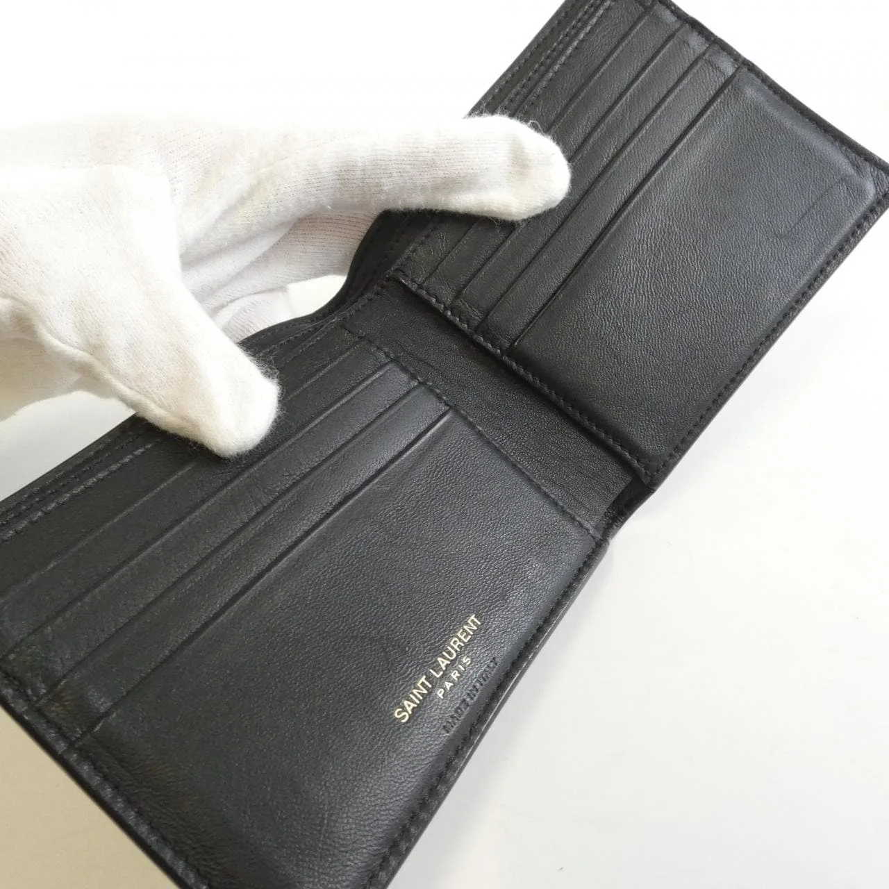 SAINT LAURENT 607727 DZEDW Coin Case 黑色 中古品A - 縮圖 4